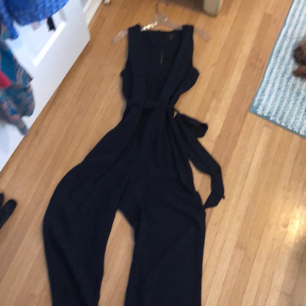 Ann Taylor sleeveless navy jumpsuit.